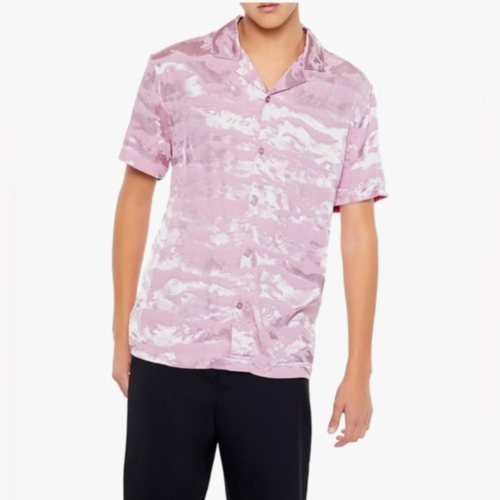 Forever 21 Men's Striped Abstract Jacquard Shirt L DR16